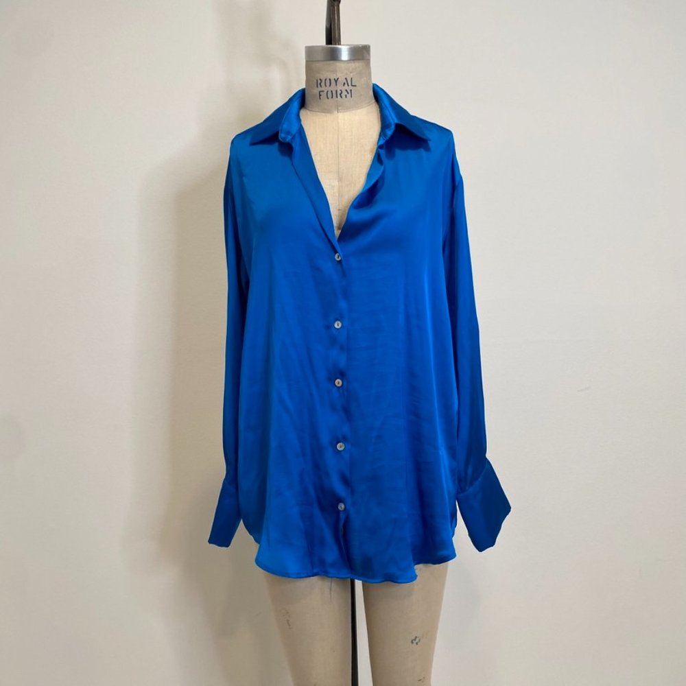 Zara: Blue Satin Effect Button Down